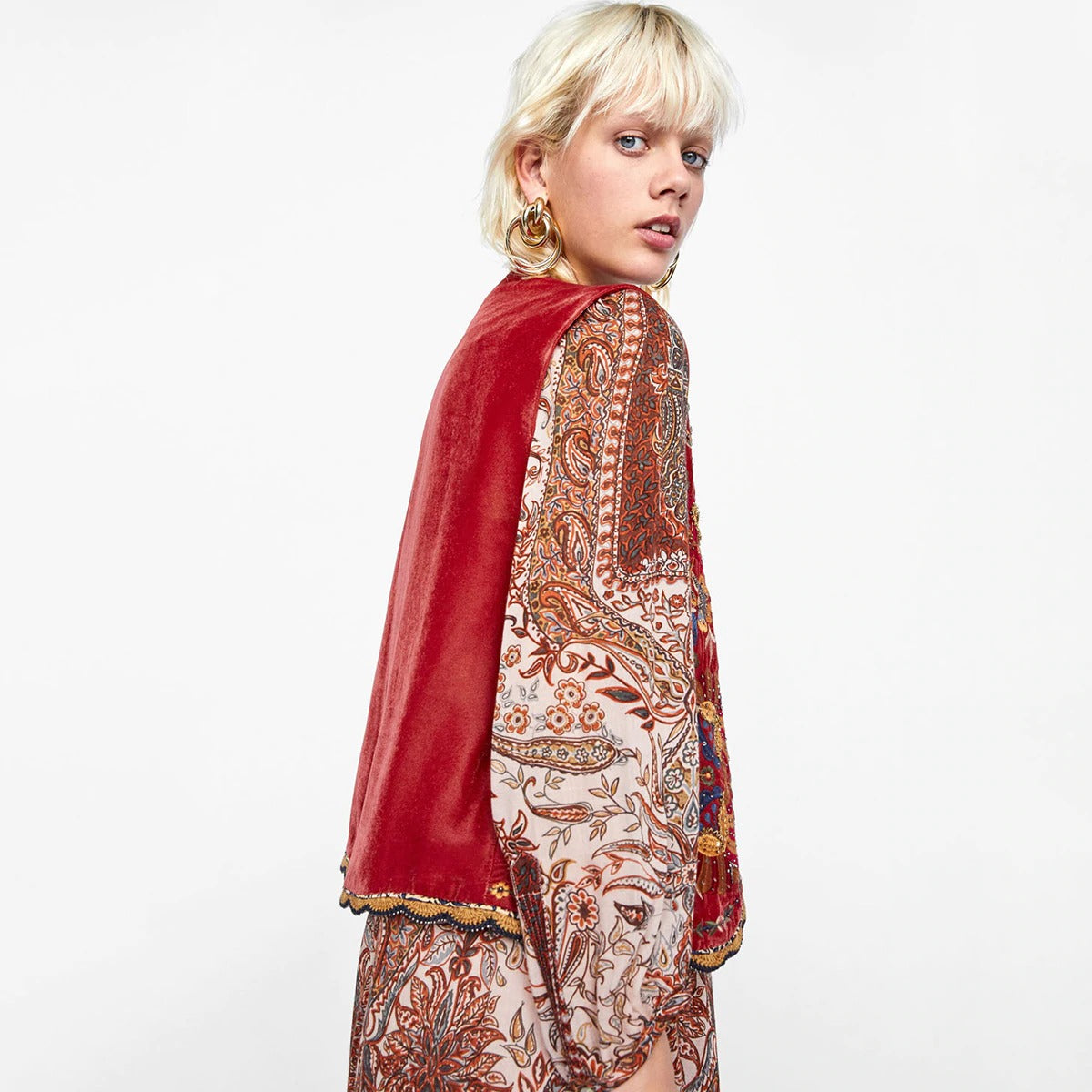 Velora | Embroidered Velvet Boho Waistcoat