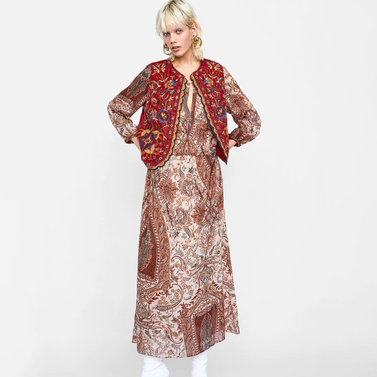 Velora | Embroidered Velvet Boho Waistcoat