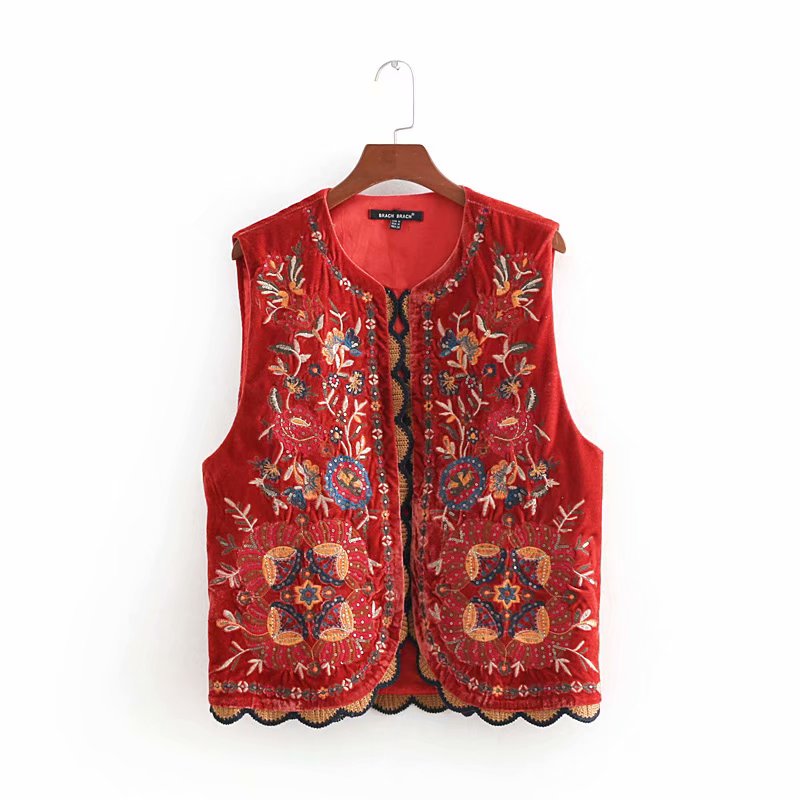 Velora | Embroidered Velvet Boho Waistcoat