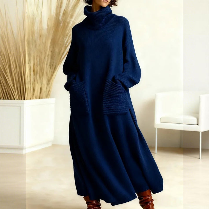 Women's Henrike midi sweater dress with pockets in Blue