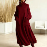 Women's Henrike midi sweater dress with pockets in Red