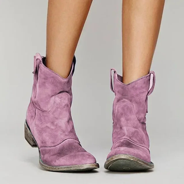 Women's Idun block-heel western ankle boots in Pink