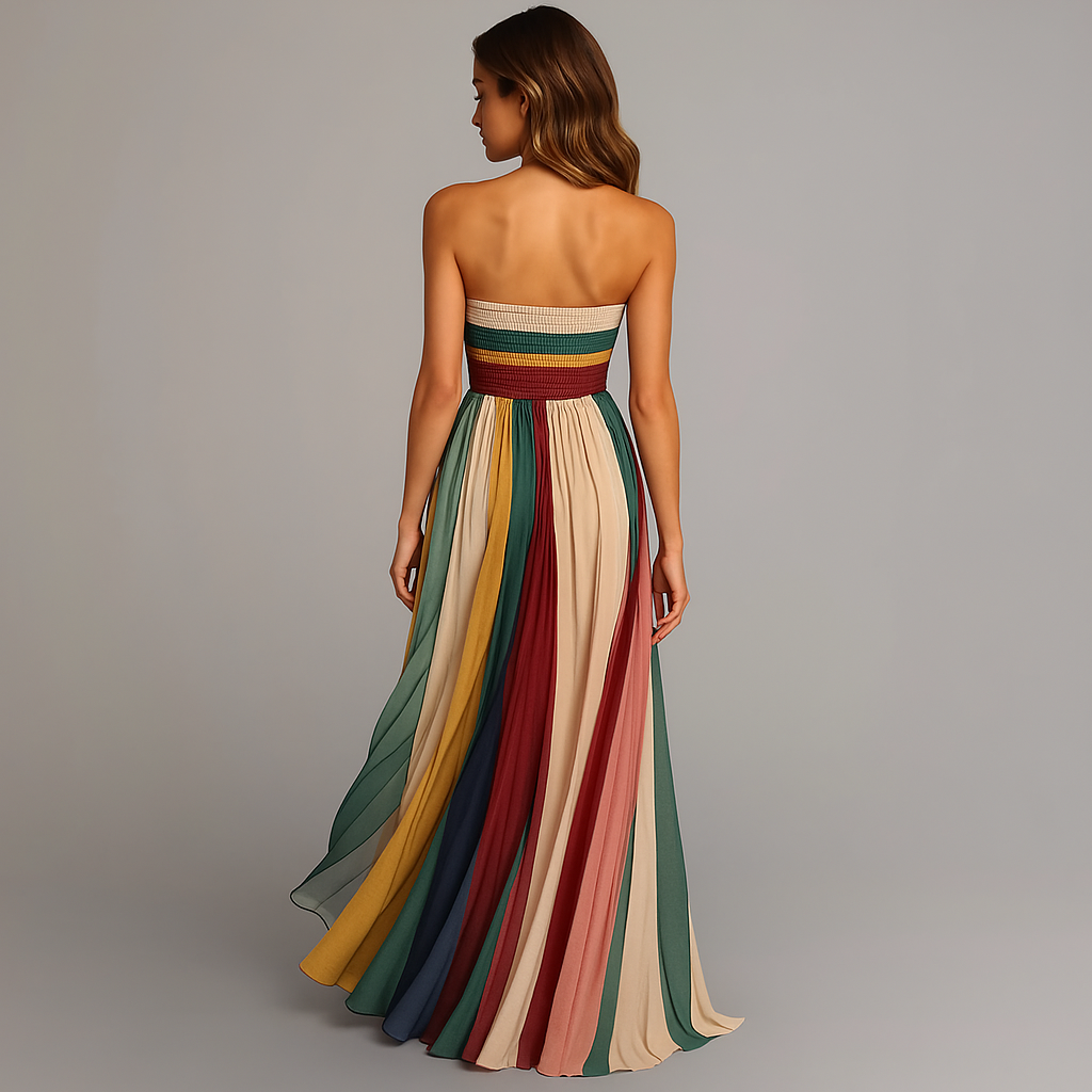 Aurelia | Strapless Pleated Wedding Guest Maxi Dress