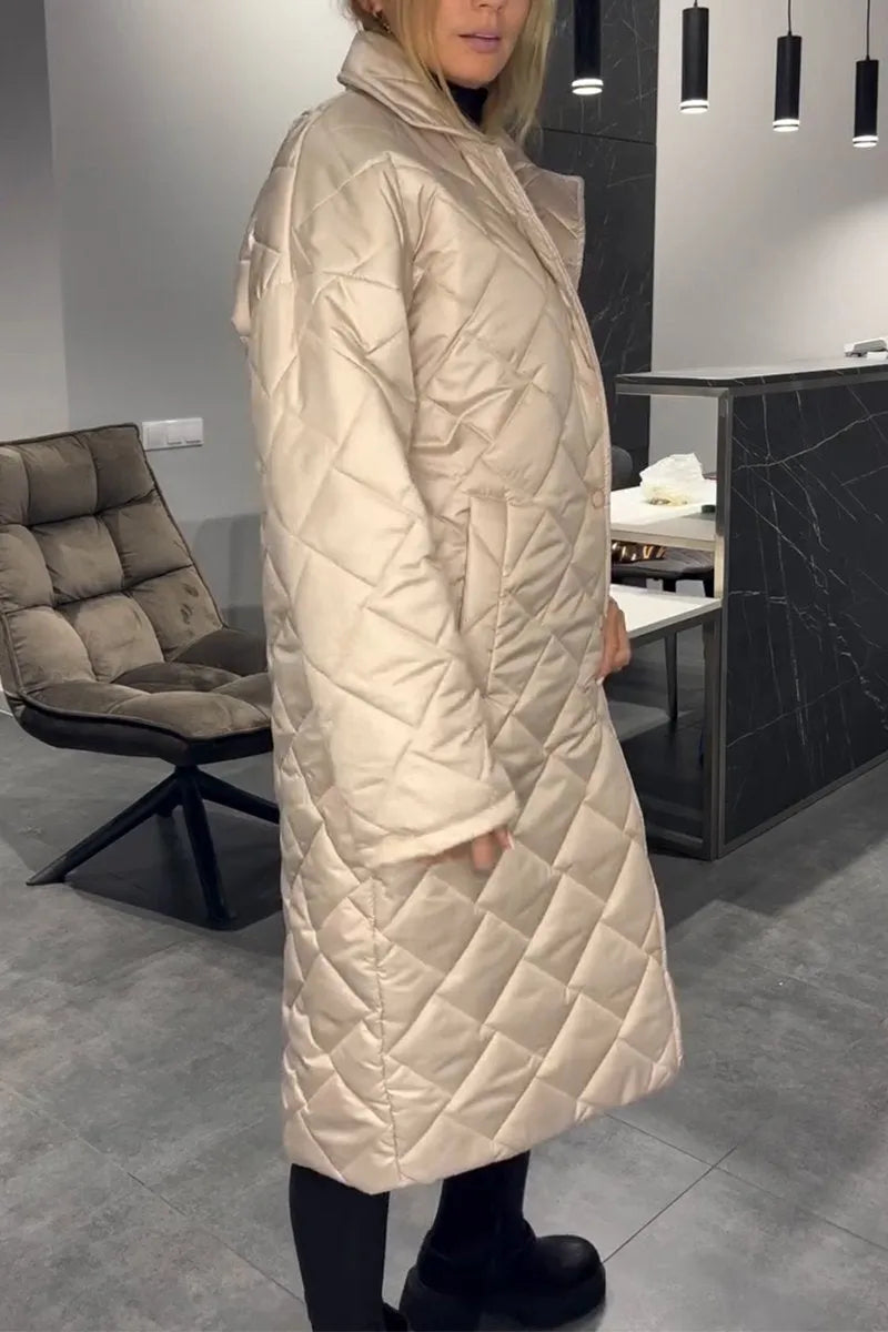 Zara | Quilted Mid-Length Coat with Leopard Lining