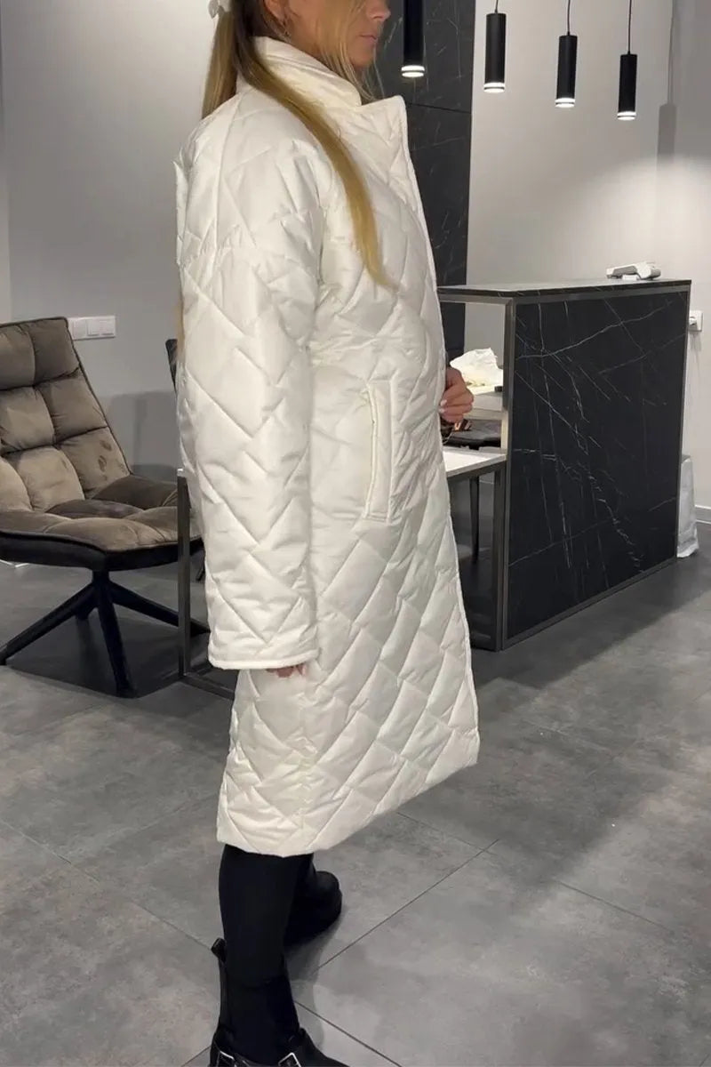 Zara | Quilted Mid-Length Coat with Leopard Lining