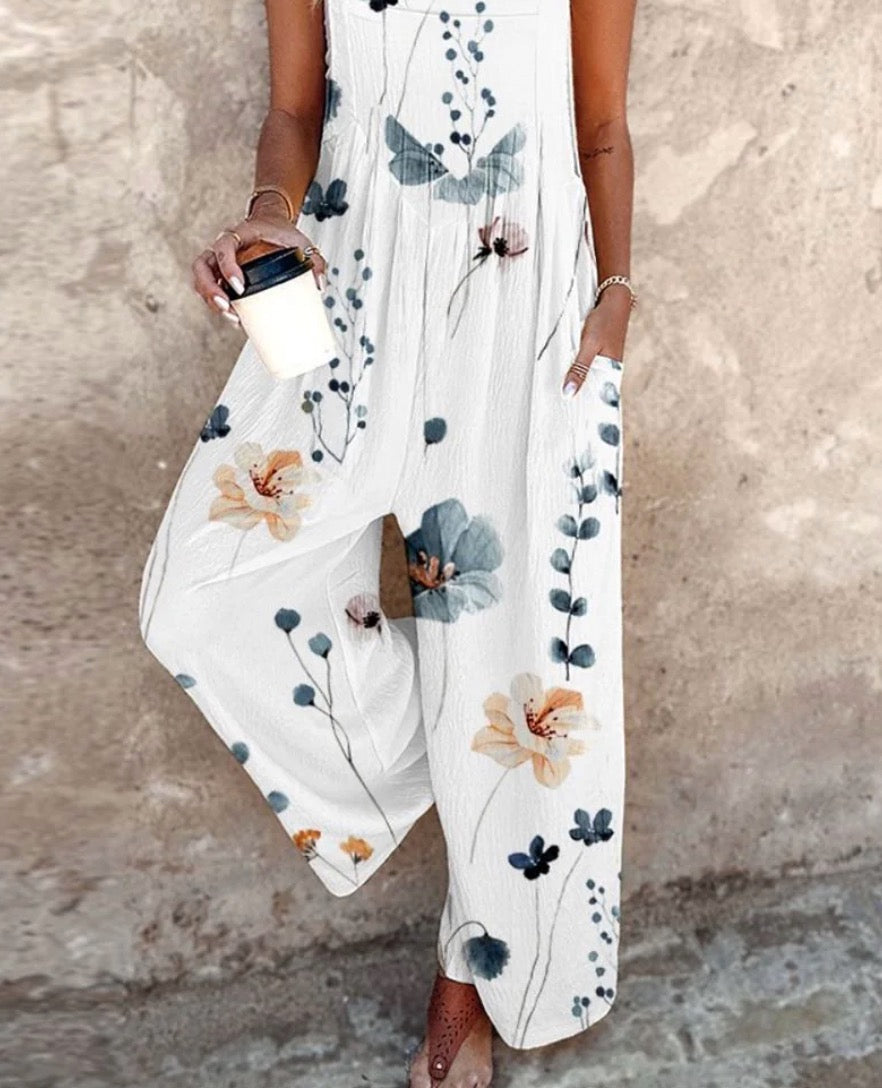 Juno | Floral Square Neck Wide-Leg Jumpsuit
