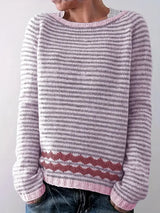 Women's Kerensa zigzag stripe relaxed sweater in Pink