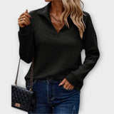 Women's Liesbeth zip-front V-neck sweater in Light Pink