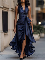Liesel | V-Neck Wrap High-Low Midi Dress
