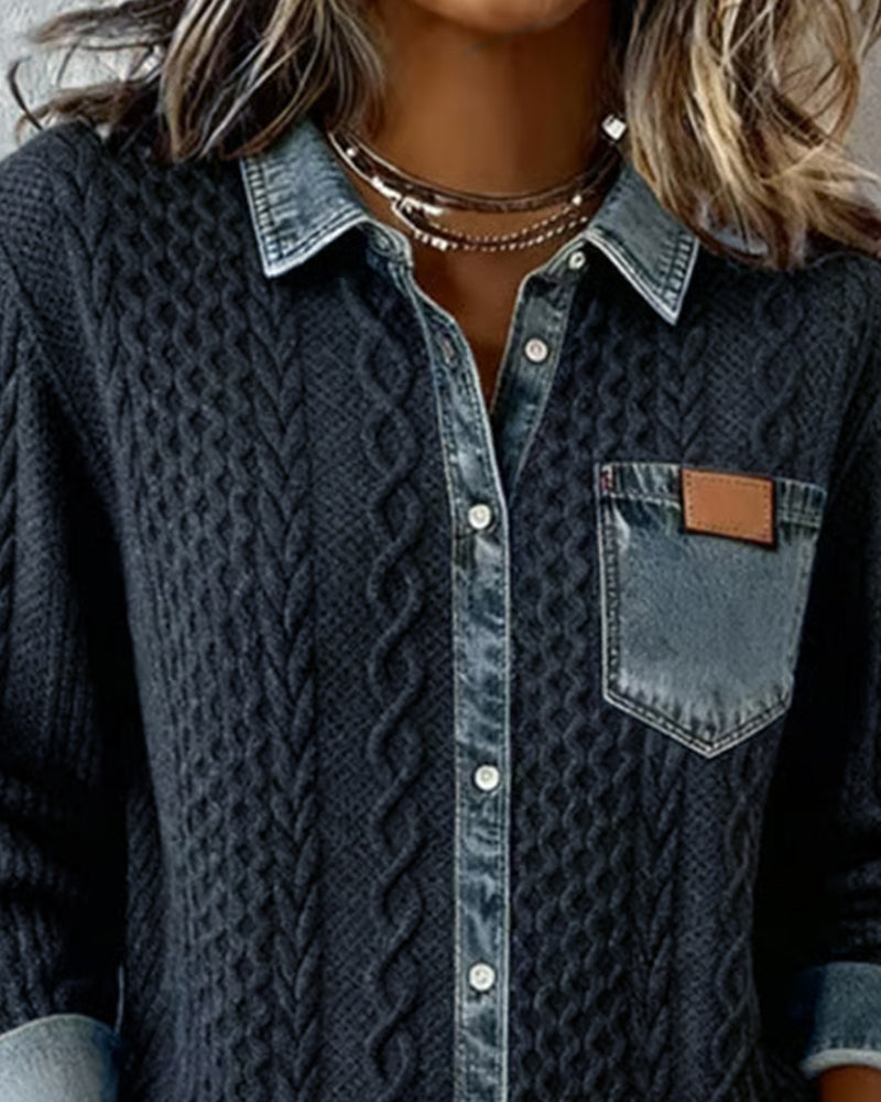 Winifred | Cable Knit Collared Button Top