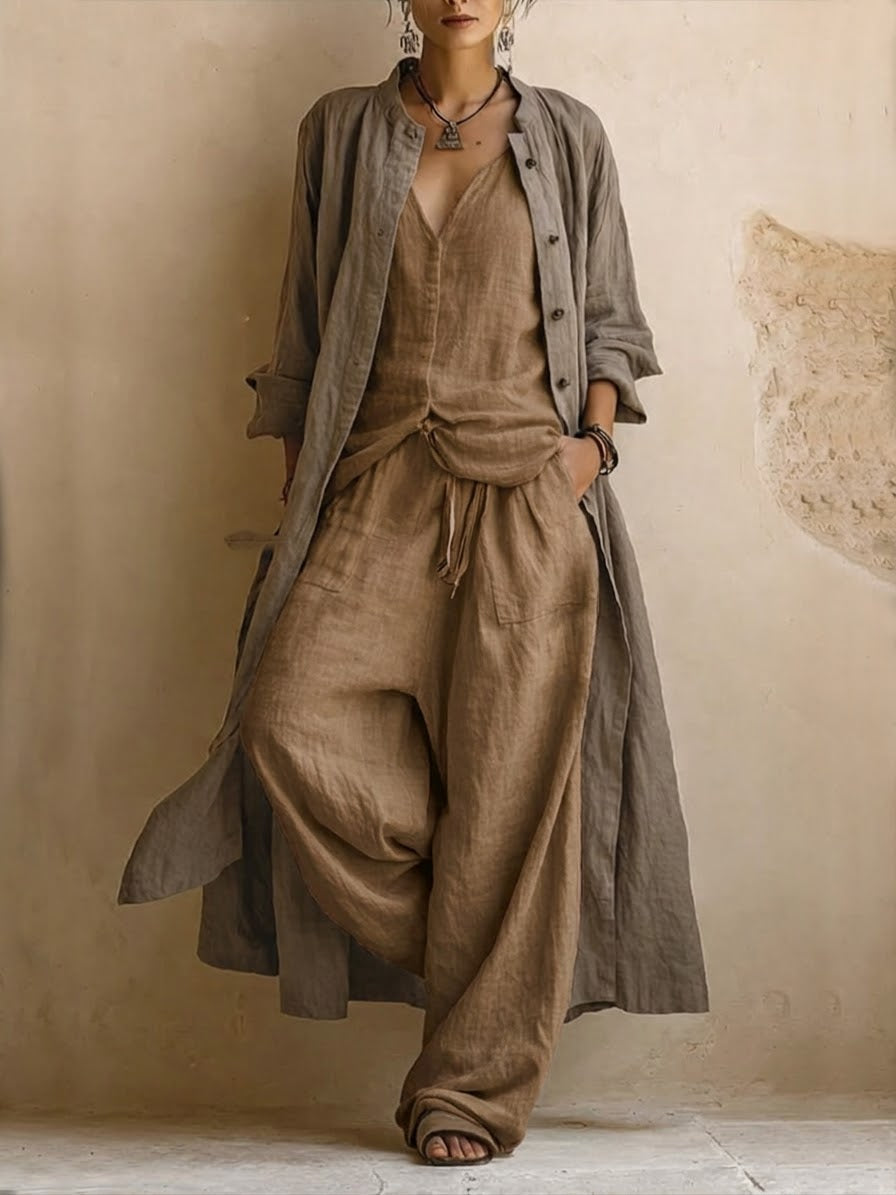 Selby | Bohemian Three-Piece Cardigan, Top & Trouser Set