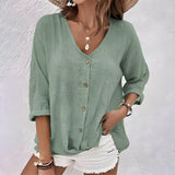 Gwen | Relaxed V-Neck Button-Up Blouse