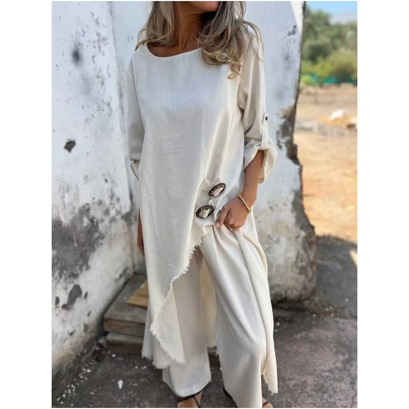 Arielle | Asymmetric Top & Wide-Leg Pants Set