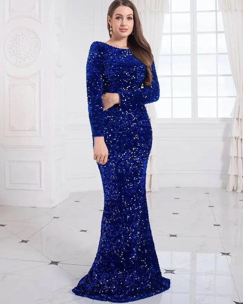 Women's Tekla long sleeve sequin evening dress - view 10