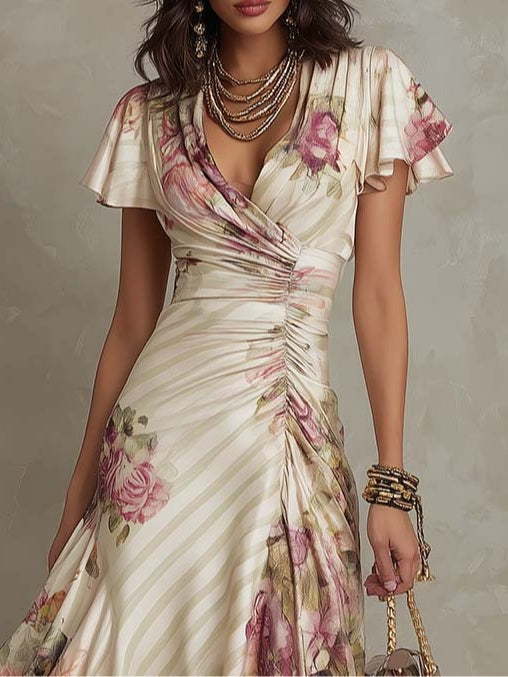 Perdita | Floral Wrap V-Neck Midi Dress