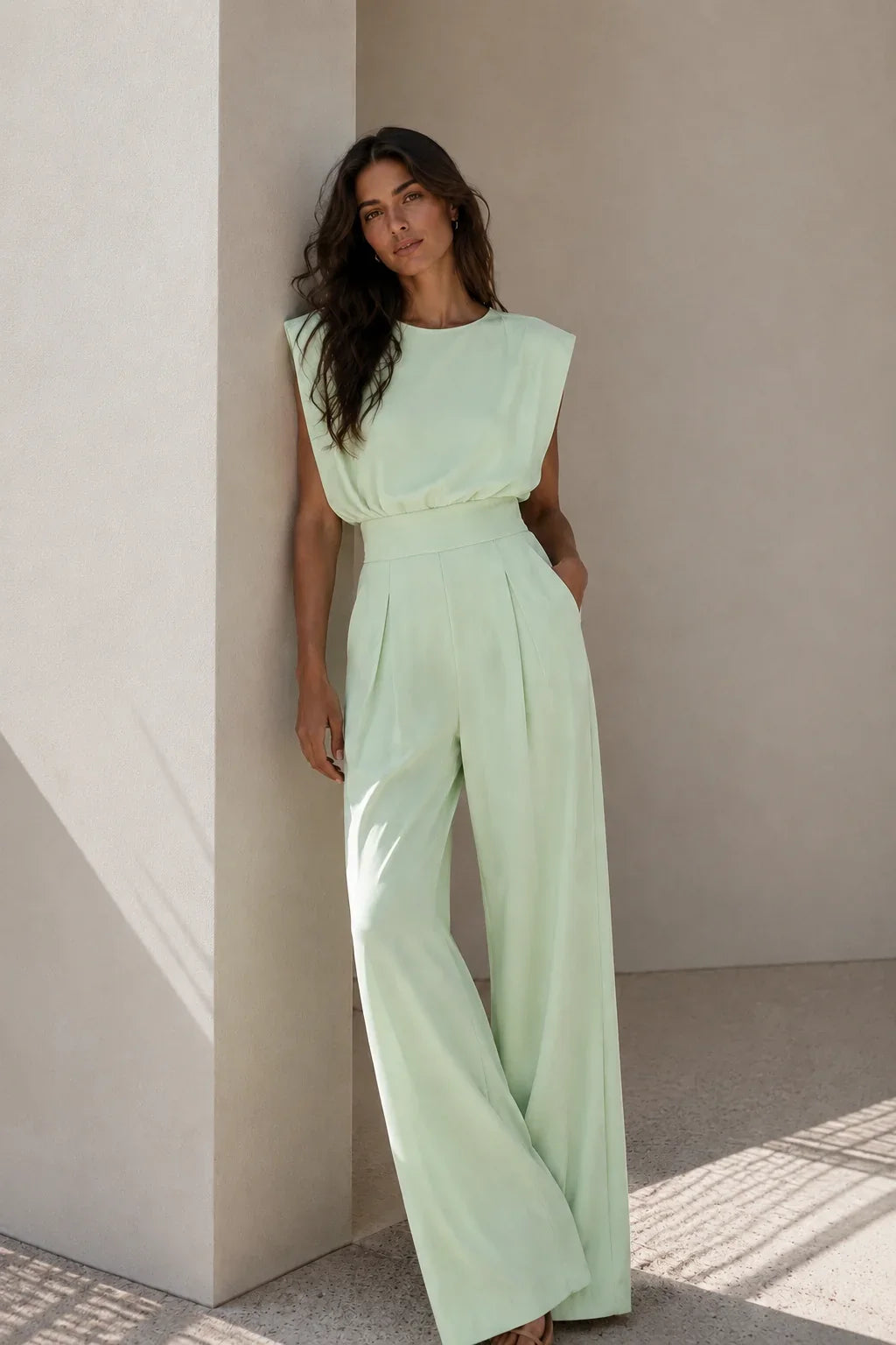 Léontine | Bloused Wide-Leg Pleated Jumpsuit