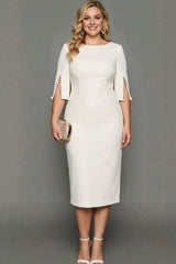 Perle | Bateau Neck Pearl-Trim Sheath Dress