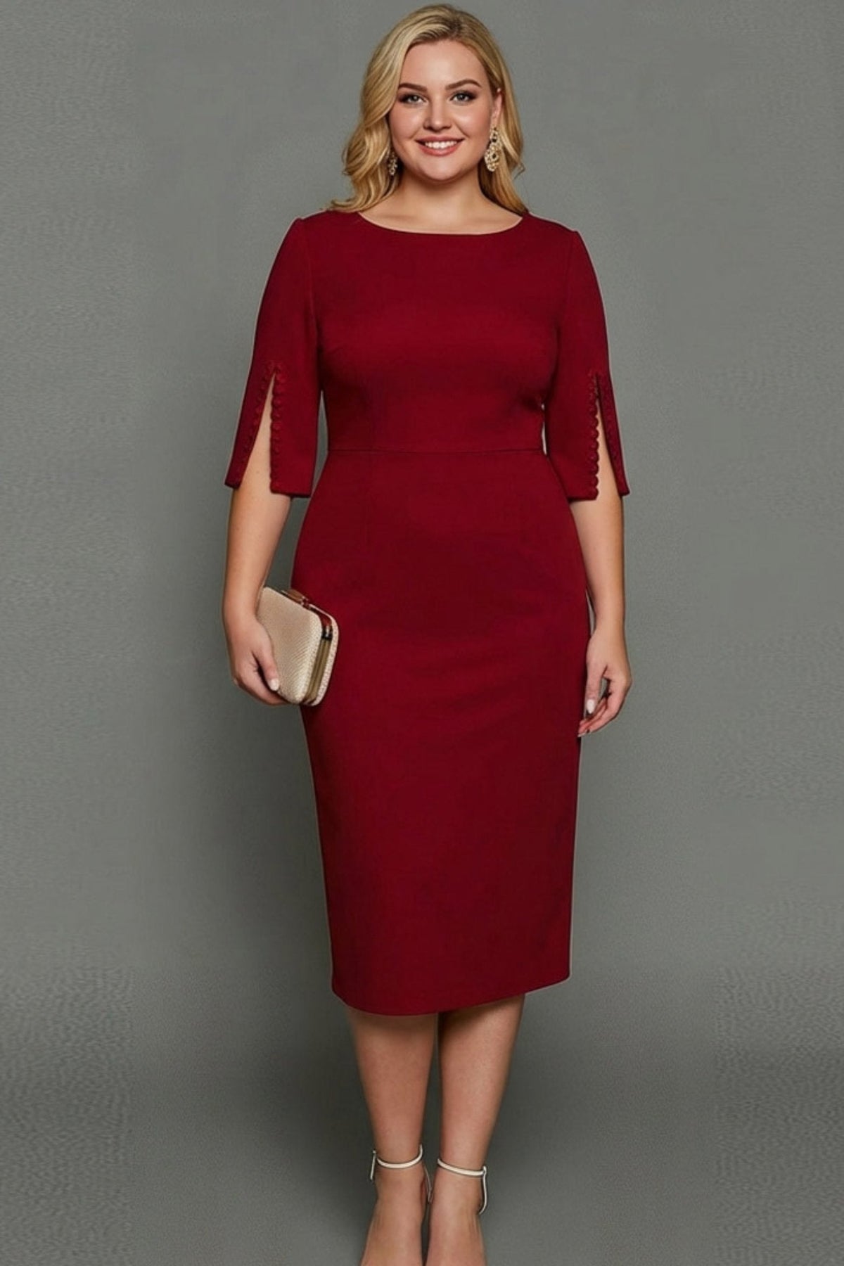 Perle | Bateau Neck Pearl-Trim Sheath Dress