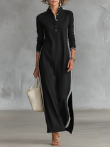 Remy | Side-Stripe Collared Maxi Dress