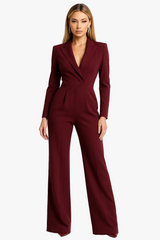 Ines | Notched Lapel Wide-Leg Jumpsuit