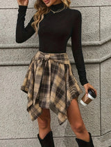 Maisie | Plaid Tie-Waist Handkerchief Skirt