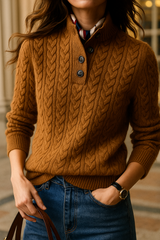 Women's Ylva diamond cable knit sweater in Vintage