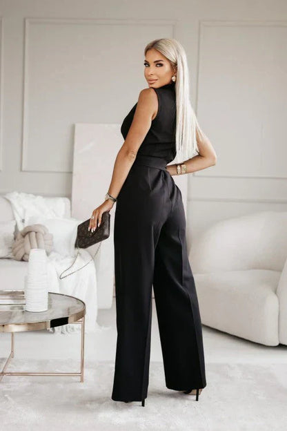 Renata | Belted Wrap Neck Jumpsuit