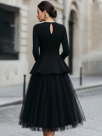 Vivienne | Peplum Top & Layered Midi Skirt Set