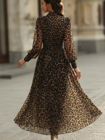 Imara | Leopard Print Long Sleeve Maxi Dress