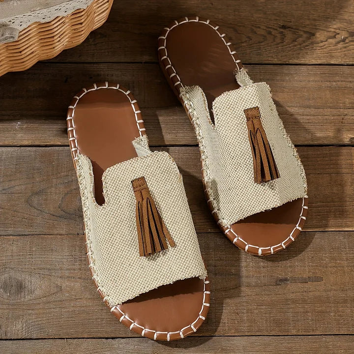 Maïté | Tasseled Flat Slide Sandals