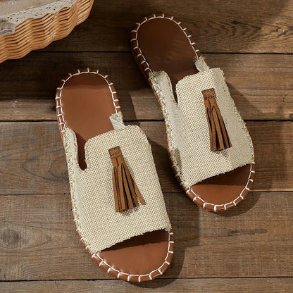 Maïté | Tasseled Flat Slide Sandals