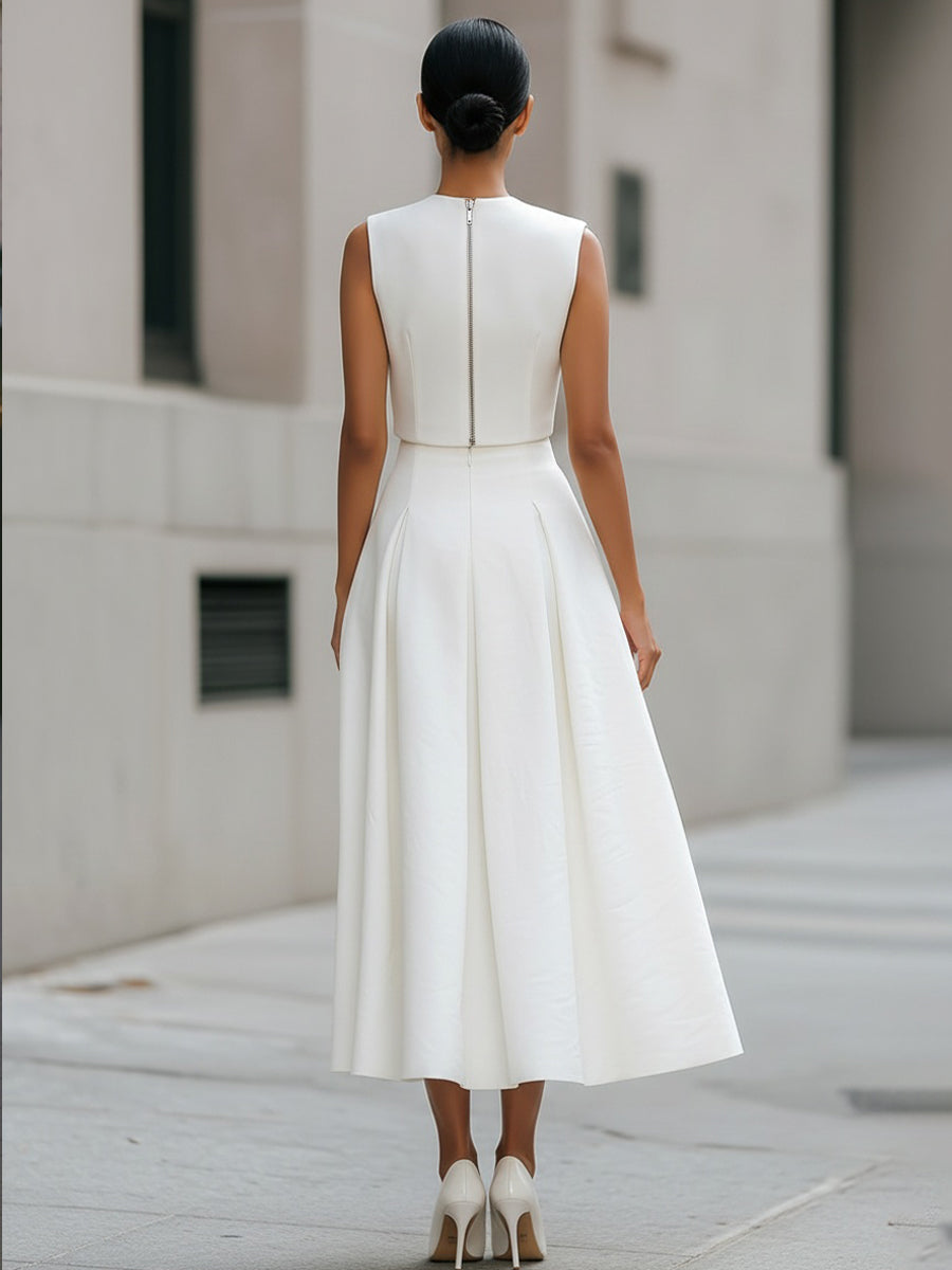 Celeste | Cropped Top & Pleated Midi Skirt Set