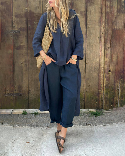 Reine | Long-Sleeve Top & Wide-Leg Pants Set