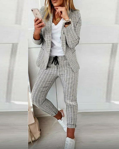 Iseult | Plaid Blazer & Slim Pants Suit