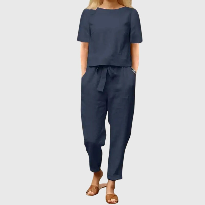 Roselia | Short Sleeve Top & Tie Waist Pants Set