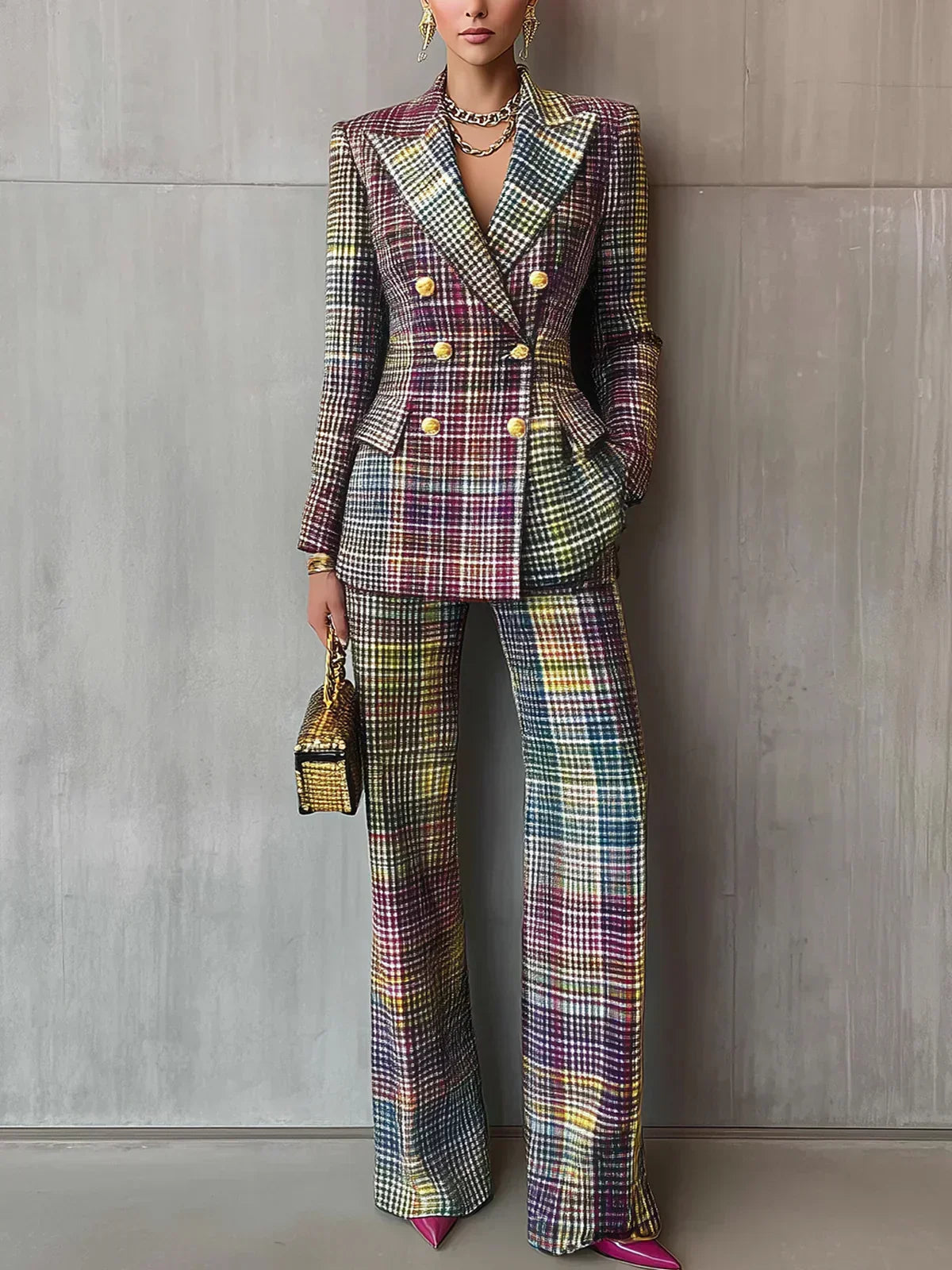 Solene | Multicolor Tailored Blazer Suit