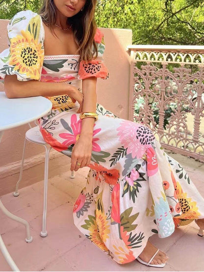 Marisol | Square Neck Floral Maxi Dress