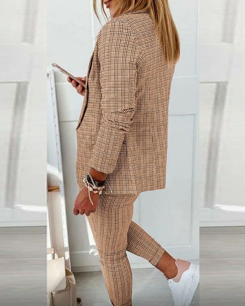 Iseult | Plaid Blazer & Slim Pants Suit