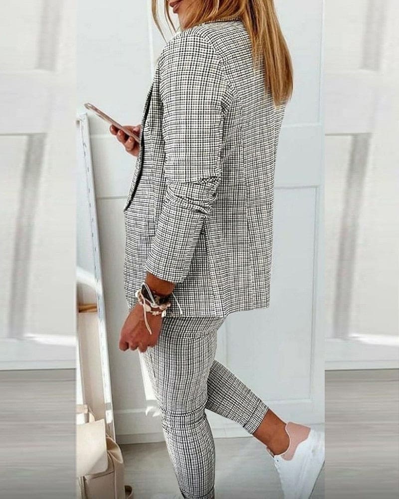 Iseult | Plaid Blazer & Slim Pants Suit