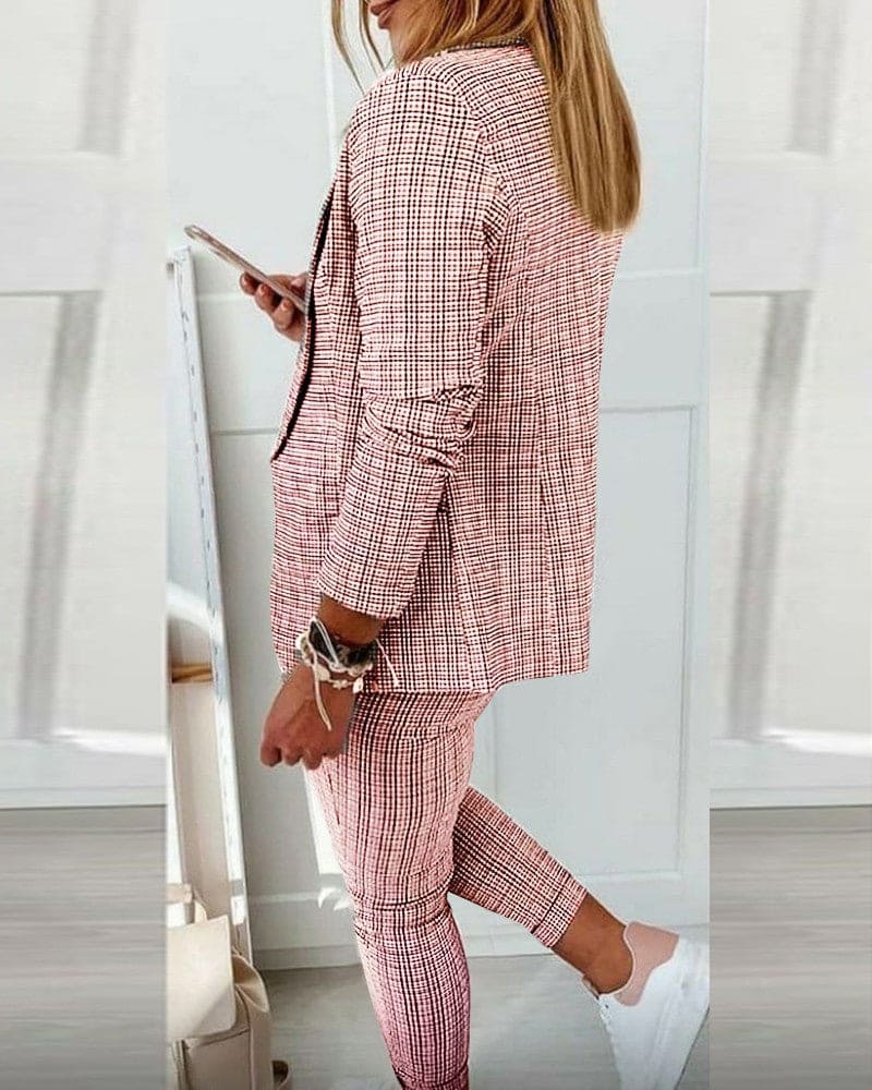 Iseult | Plaid Blazer & Slim Pants Suit