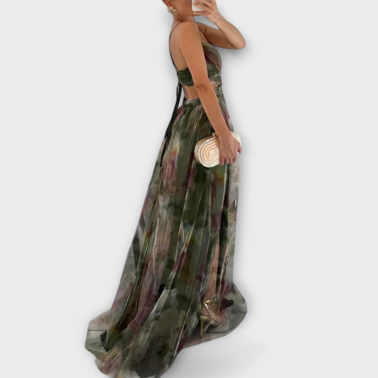 Nova | Printed Mesh Prom Maxi Dress