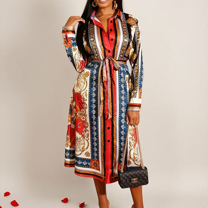 Saffron | Long Sleeve Shirt Midi Dress