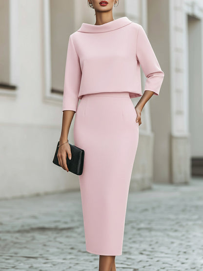 Margot | Boat Neck Top & Midi Skirt Set