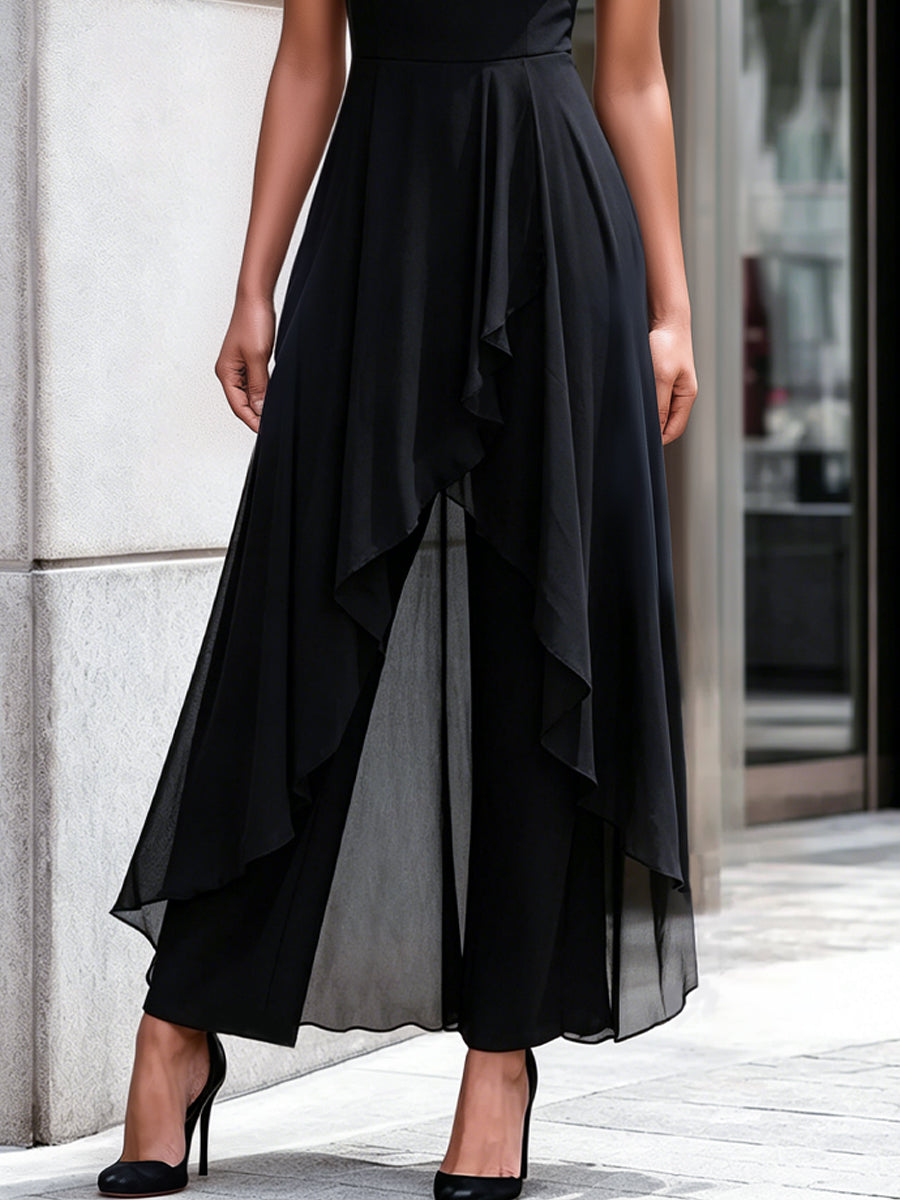 Noelle | Chiffon Overlay Evening Jumpsuit