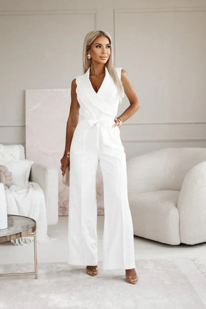 Renata | Belted Wrap Neck Jumpsuit