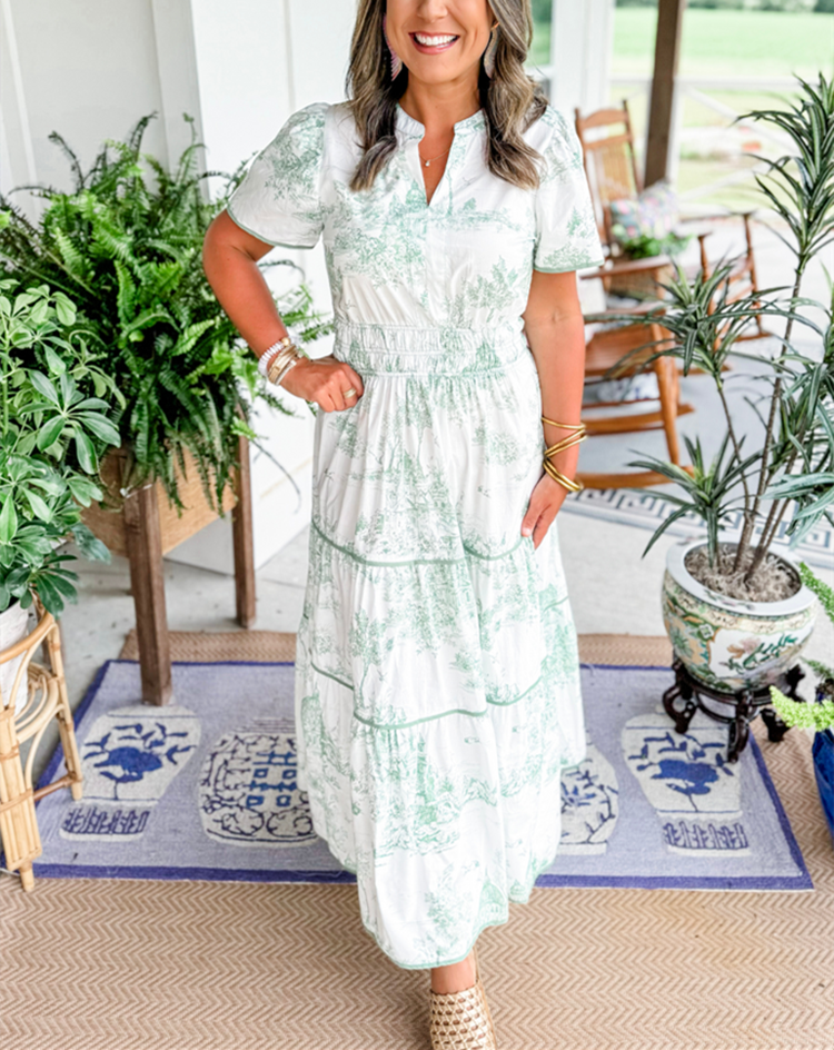 Elviana | Toile Smocked Maxi Dress