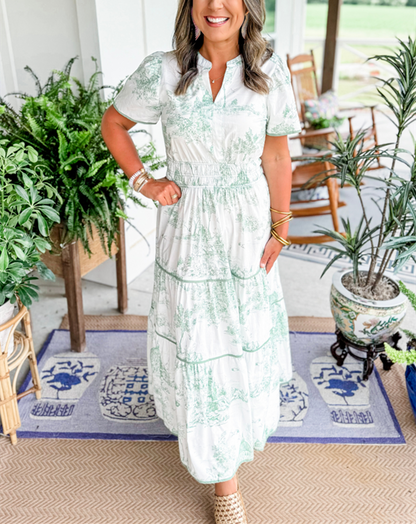 Elviana | Toile Smocked Maxi Dress