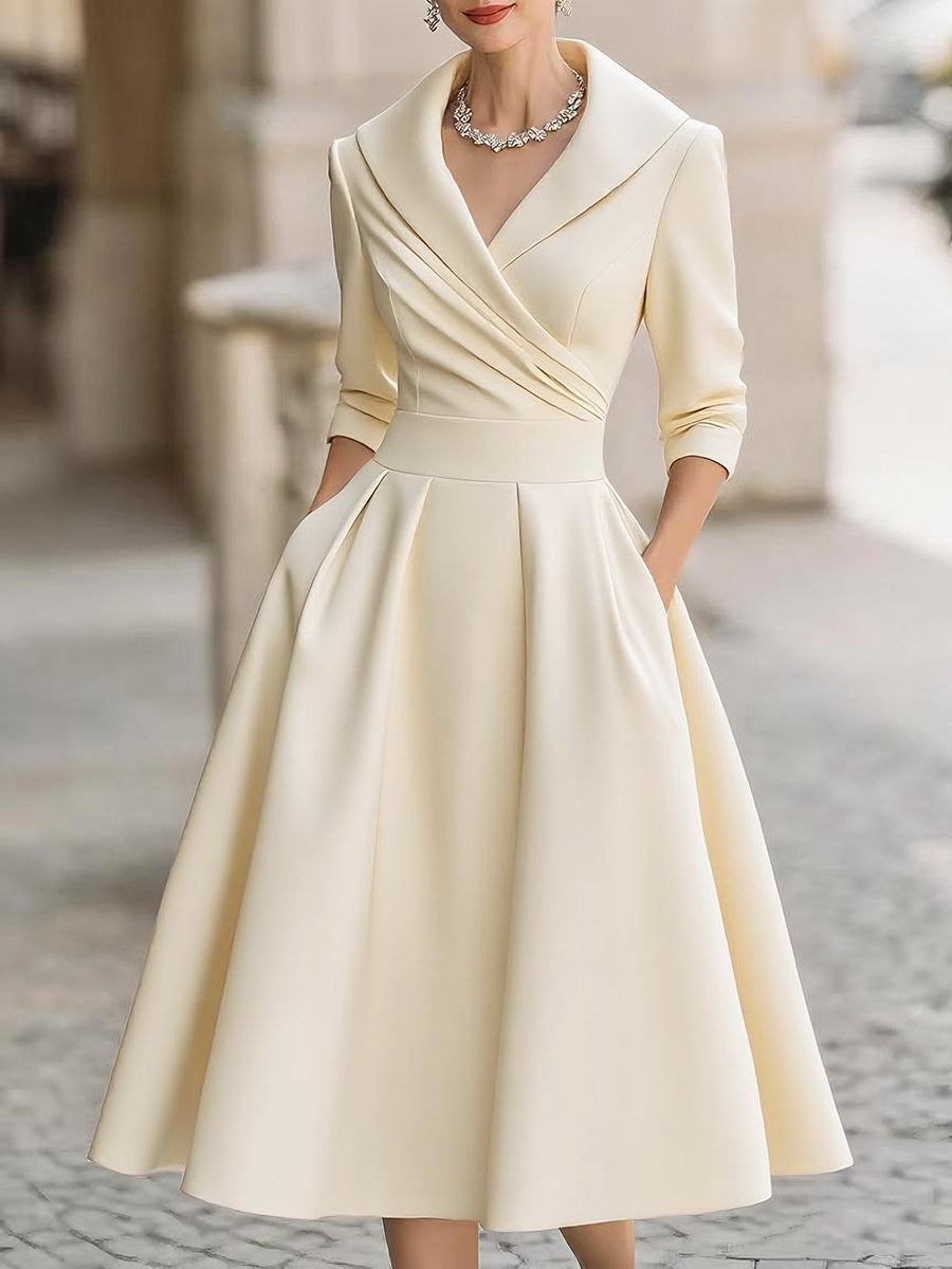 Aureline | Fluid Drape Midi Cocktail Dress