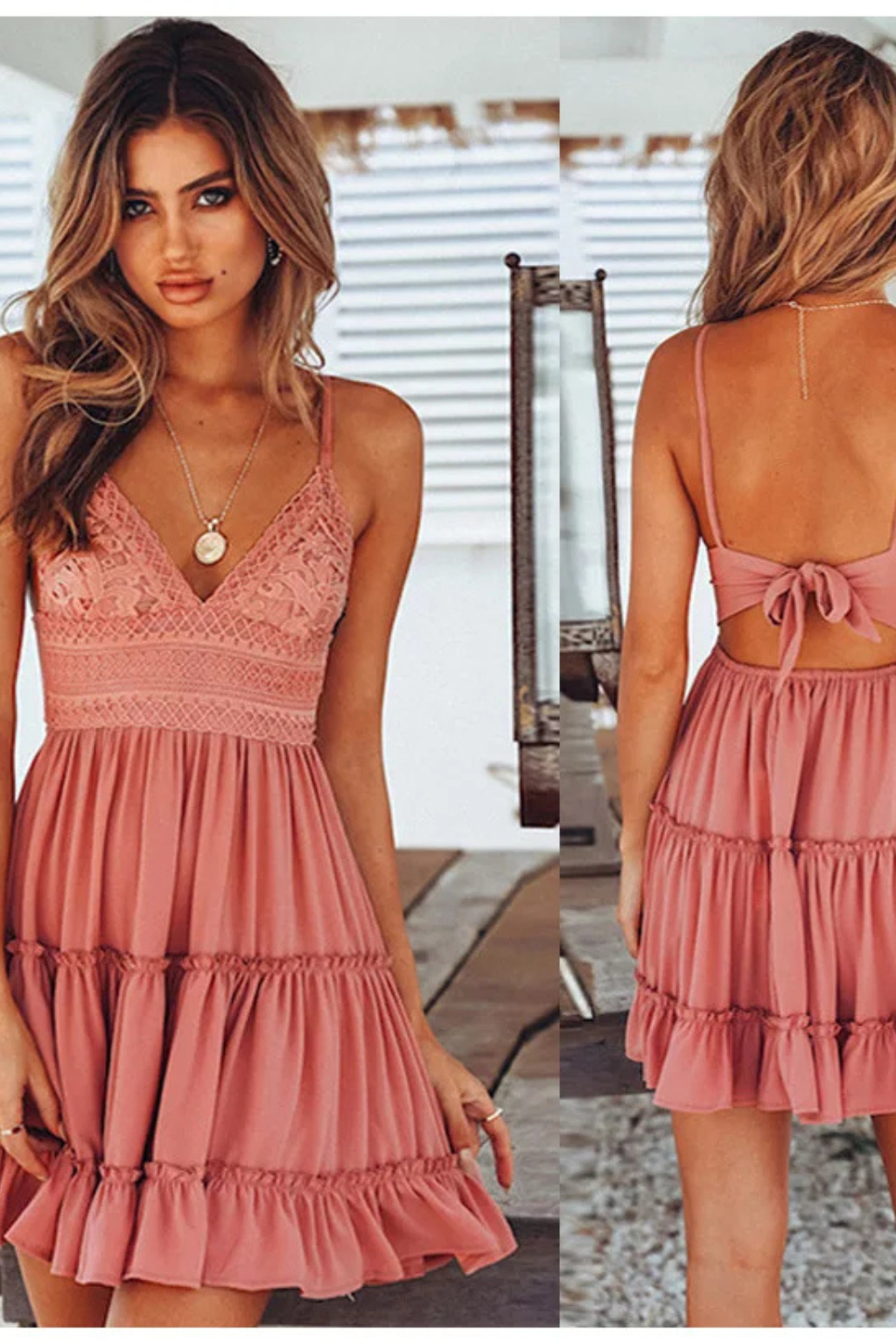 Rowen | Lace Open Back Mini Dress