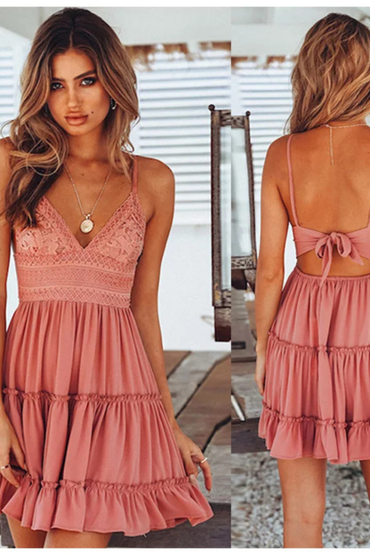 Rowen | Lace Open Back Mini Dress